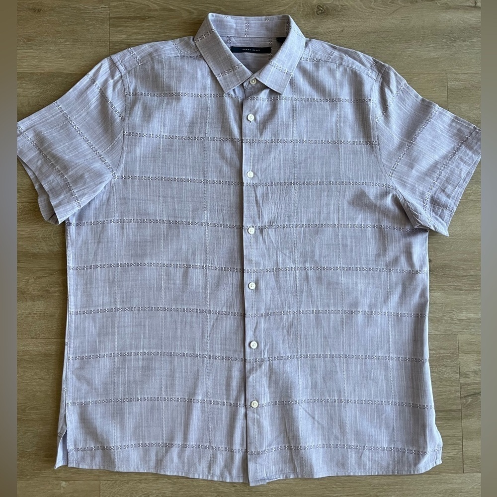 Perry Ellis Men's Short Sleeve Button Up Shirt Purple Lavender SZ XL